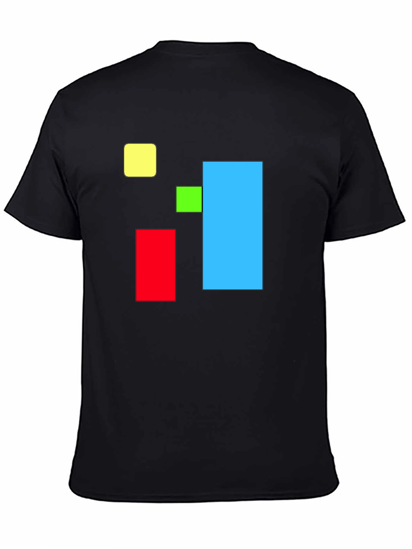 Black Abstract Geometric Square T-Shirt - Bold Colors view 4