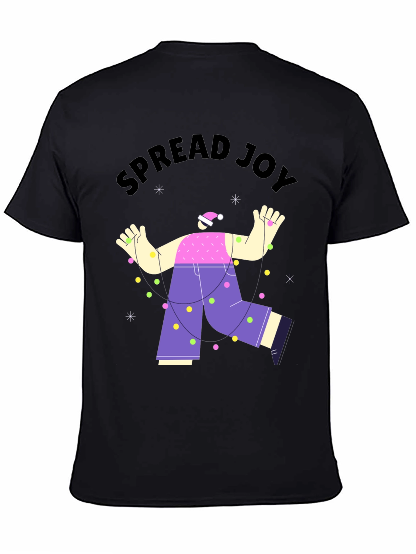 Black Spread Joy Holiday T-Shirt - Unisex Christmas Tee view 4