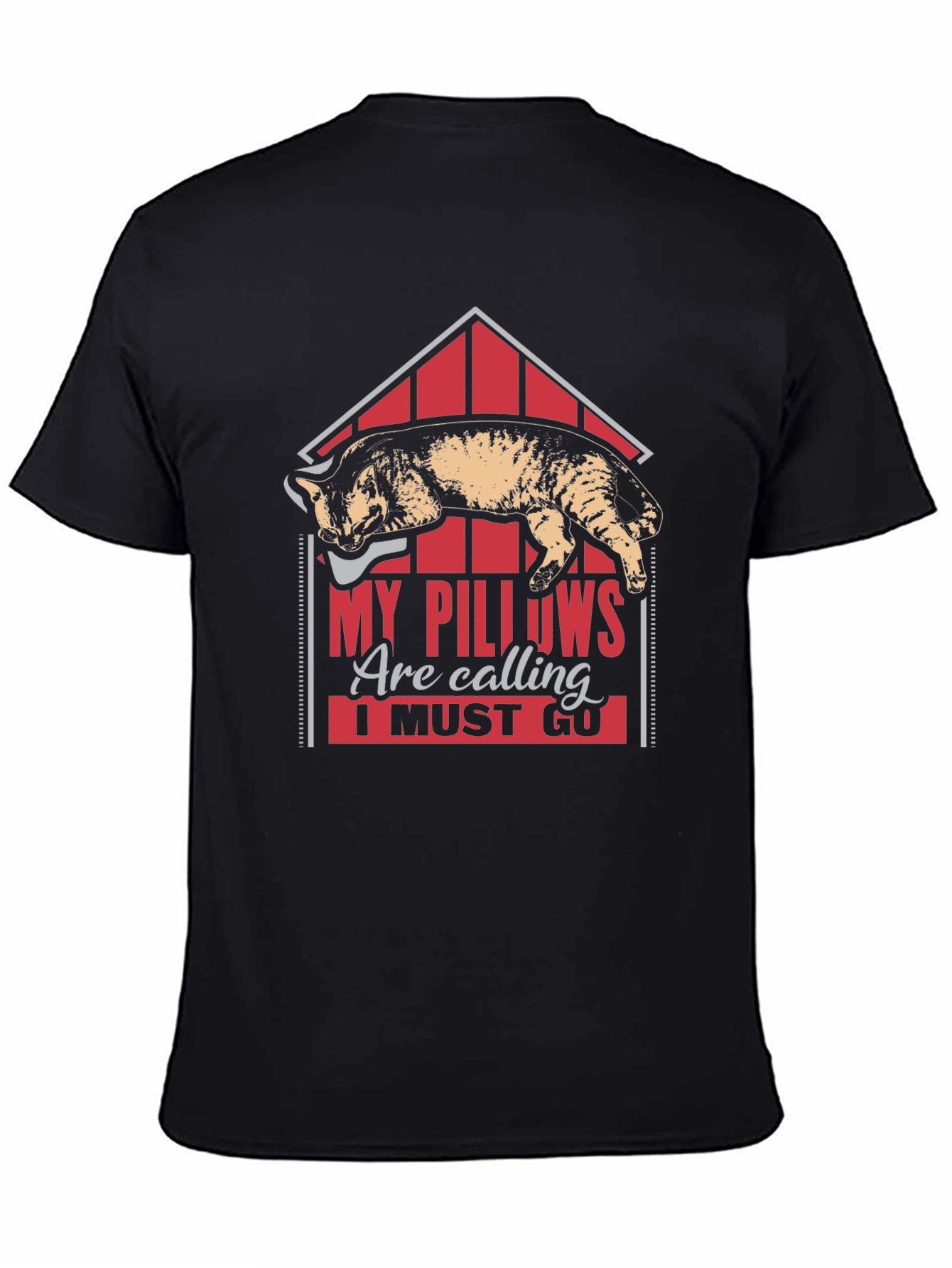 Black My Pillows Are Calling Funny Cat Lover T-Shirt view 4