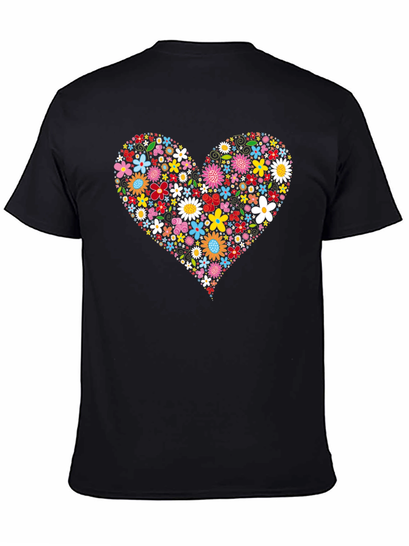 Black Floral Heart Graphic Tee - Trendy Black T-Shirt view 4