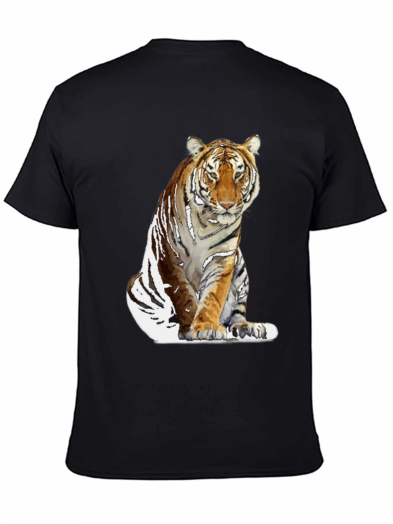 Black Cool Tiger Graphic Black T-Shirt for Men view 4