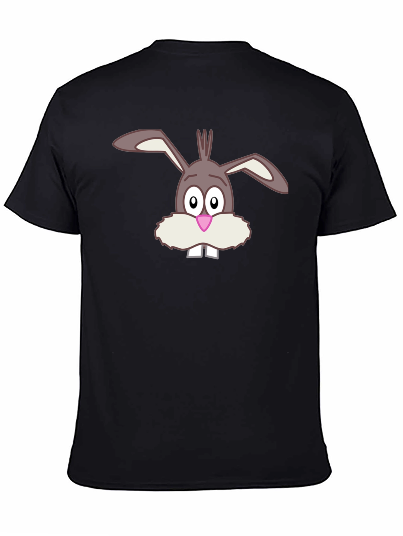 Black Funny Cartoon Bunny Graphic Black T-Shirt view 4