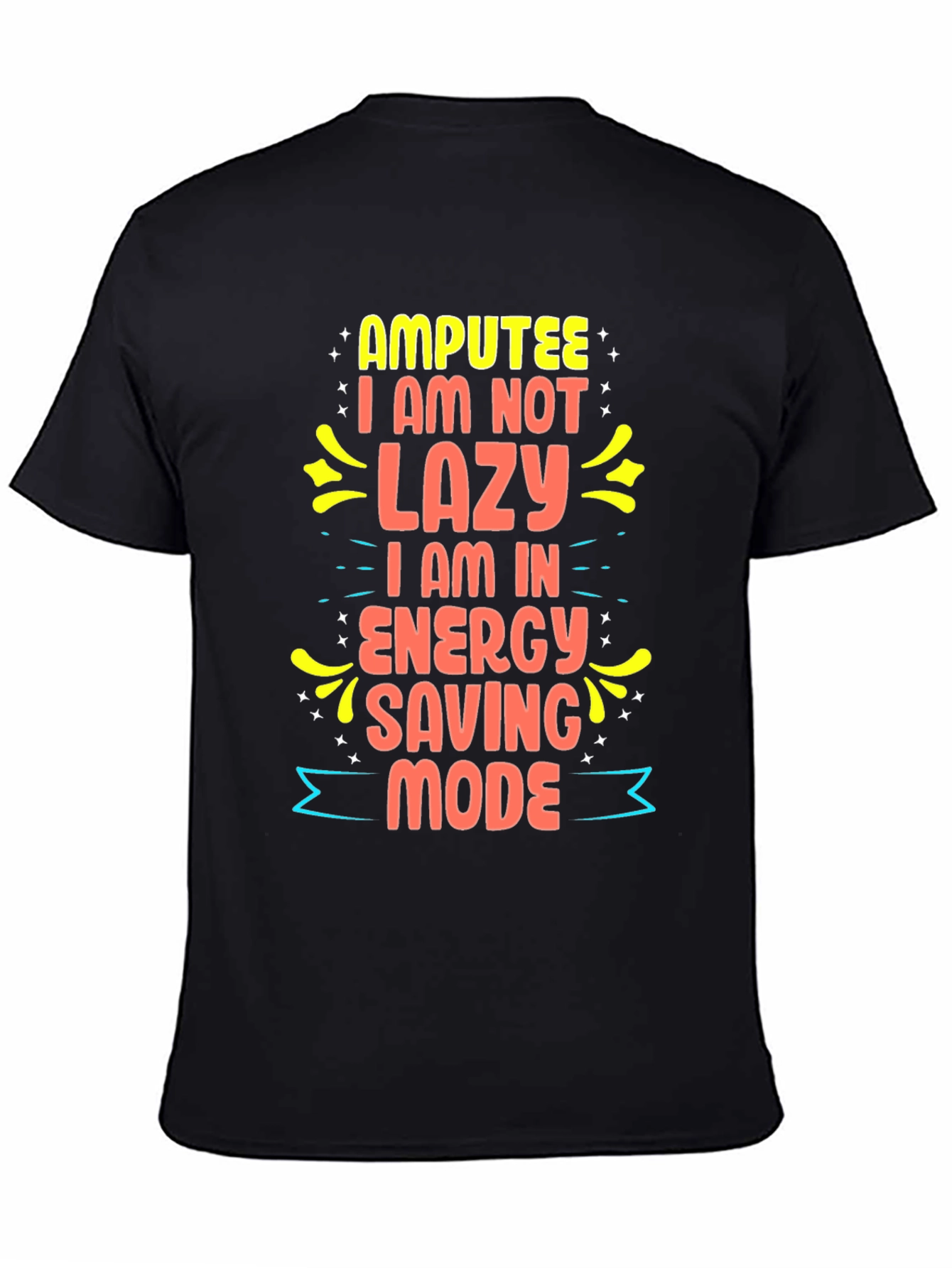 Black Amputee Energy Saving Mode Graphic Tee view 4