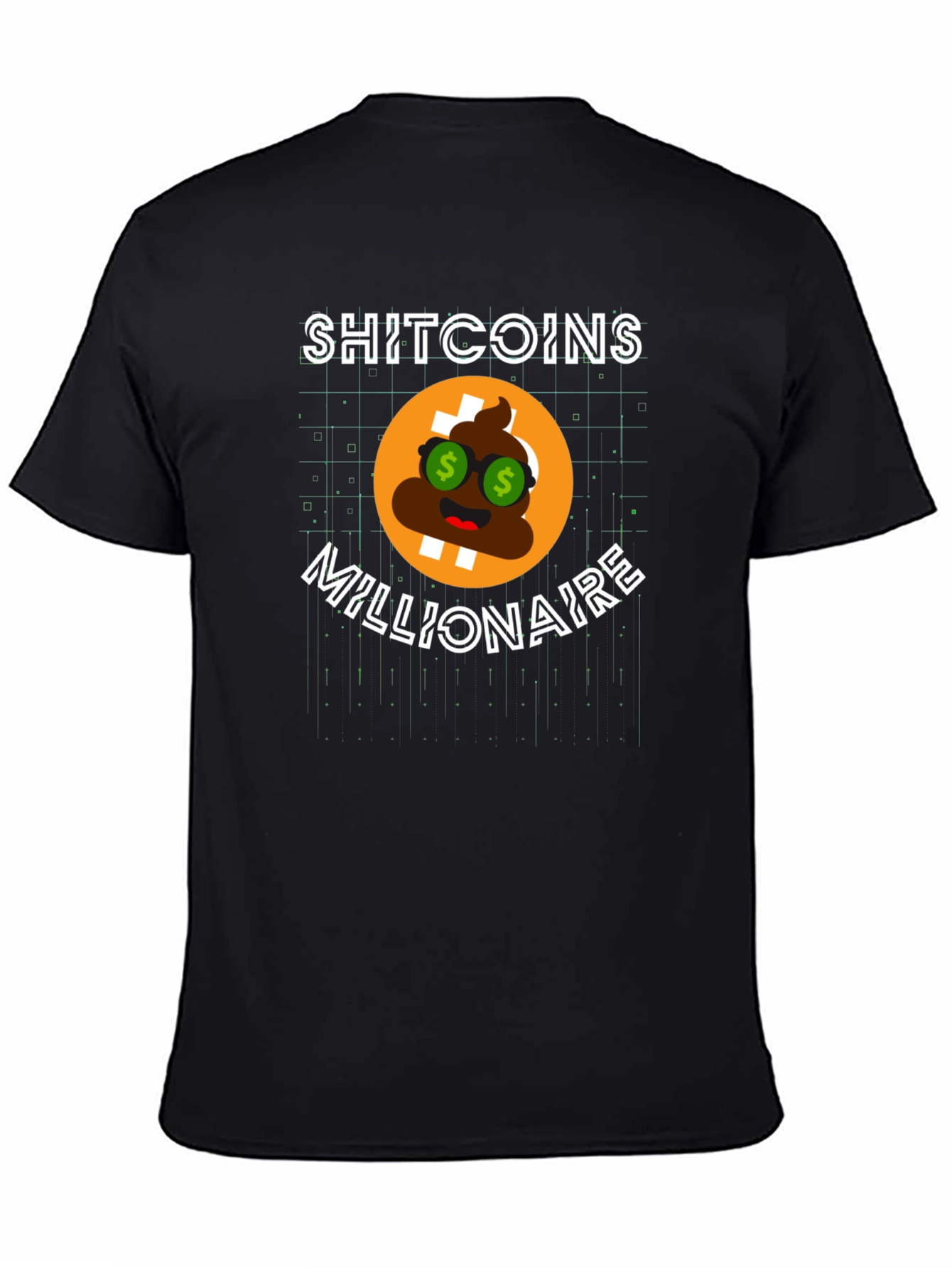 Black Shitcoins Millionaire Black T-Shirt view 4