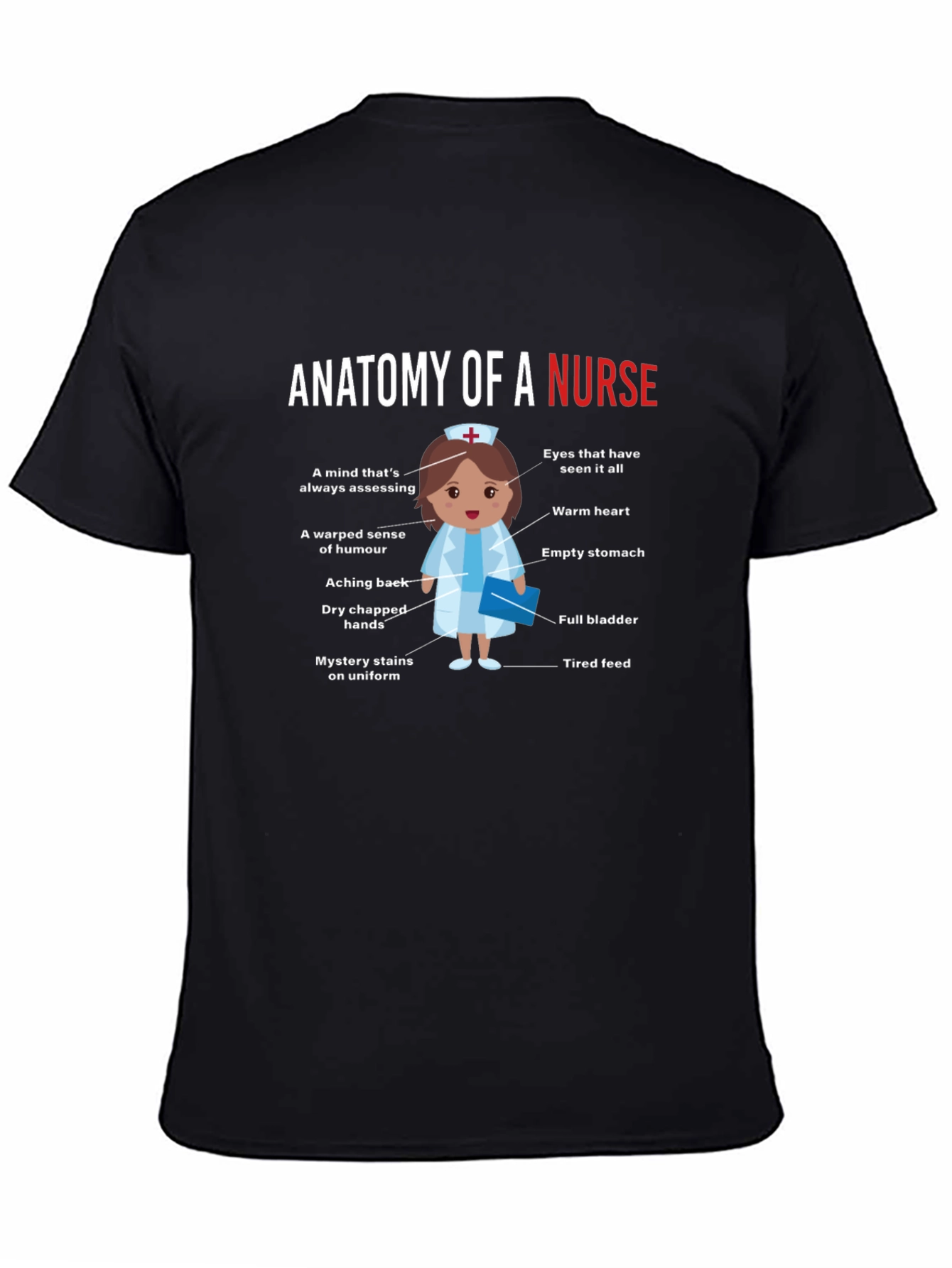 Black Anatomy of a Nurse Funny Graphic Tee view 4