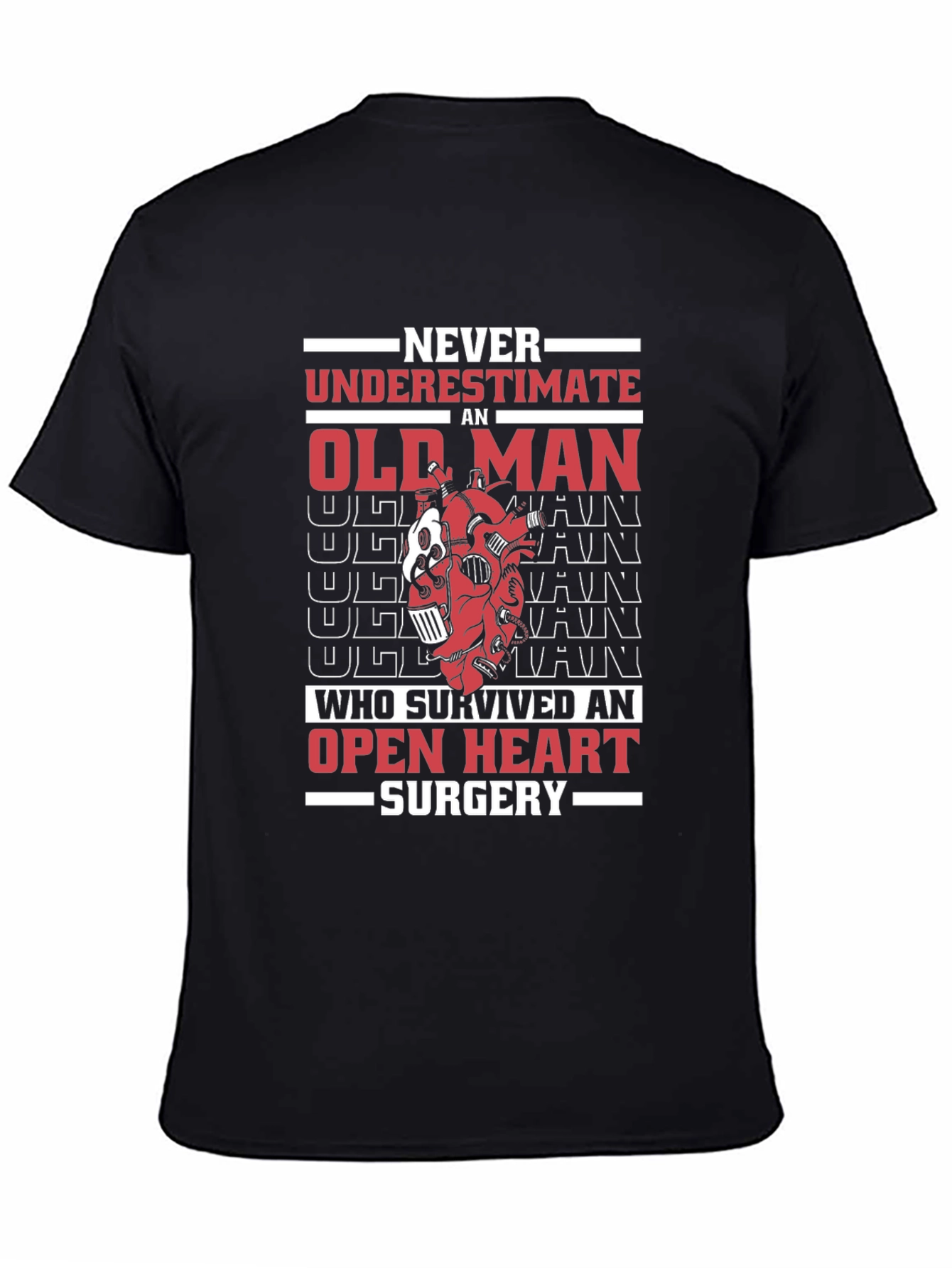 Black Never Underestimate Old Man Open Heart Surgery T-Shirt view 4