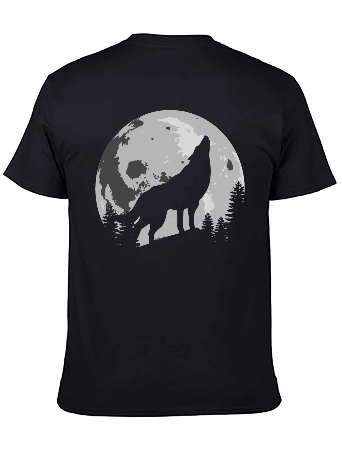 Black Wolf Moon Graphic Tee - Black Cotton Blend view 4