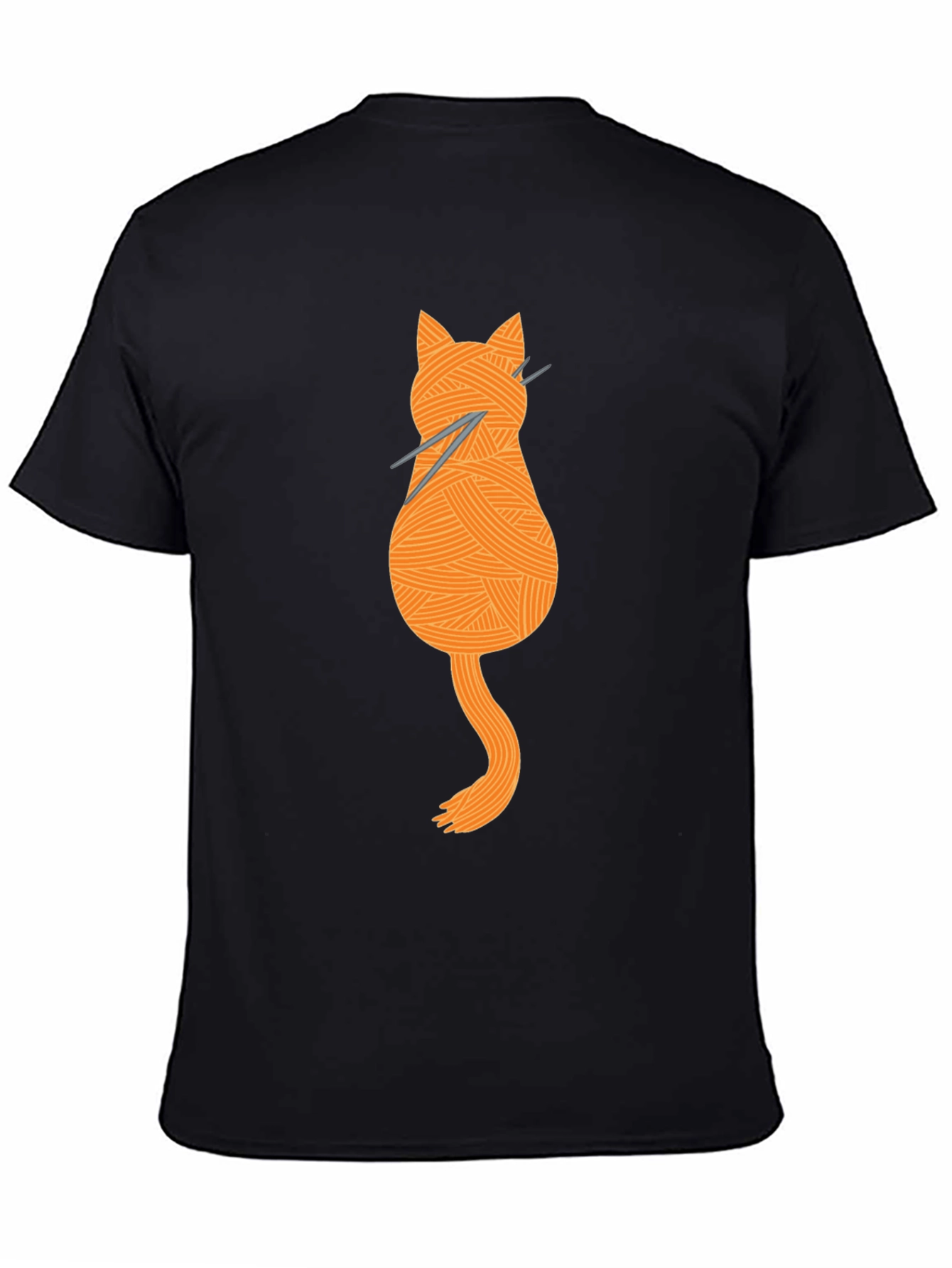 Black Knitting Cat Tee - Yarn Lover's Graphic T-Shirt view 4