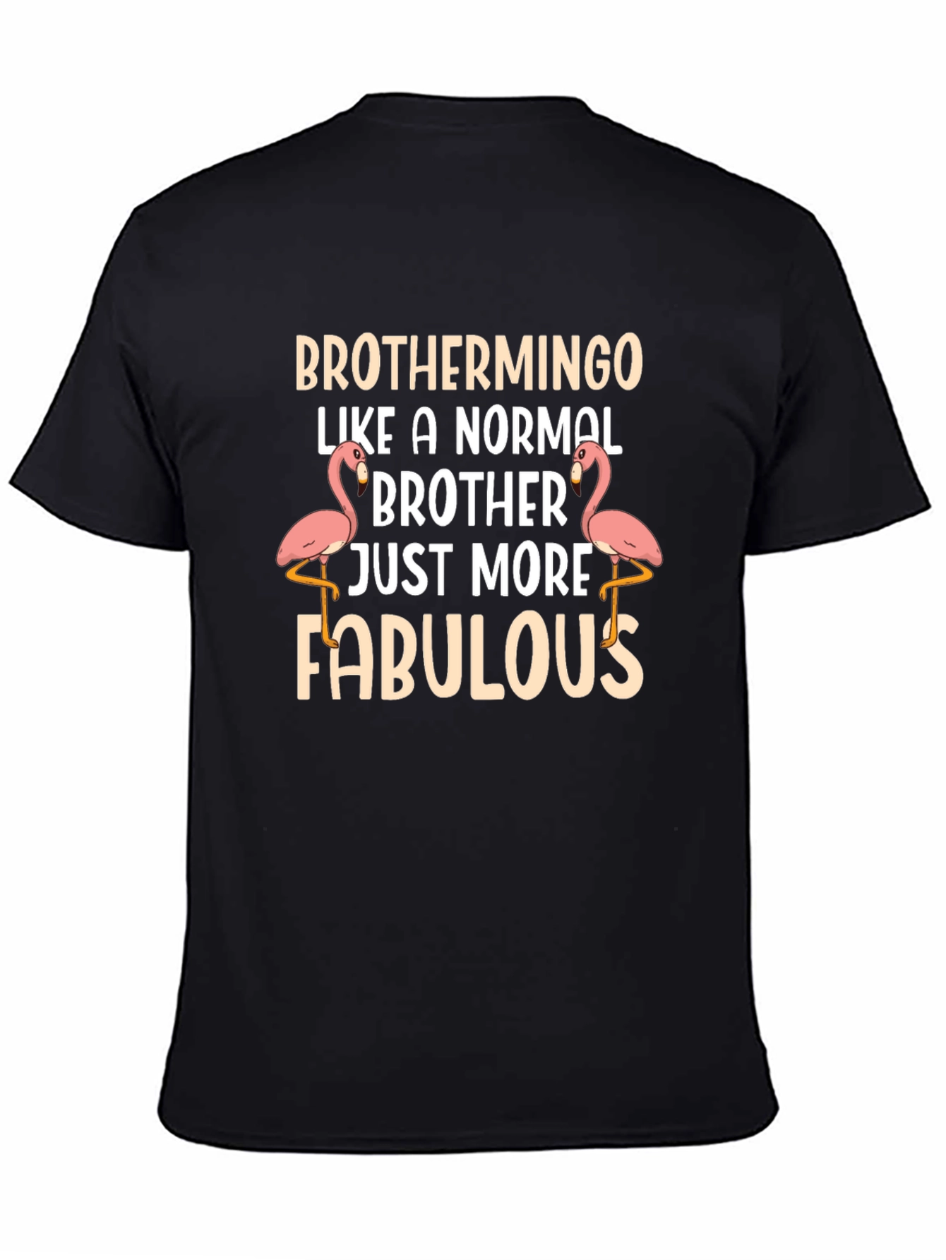 Black Brothermingo T-Shirt: Fabulous Flamingo Brother Tee view 4