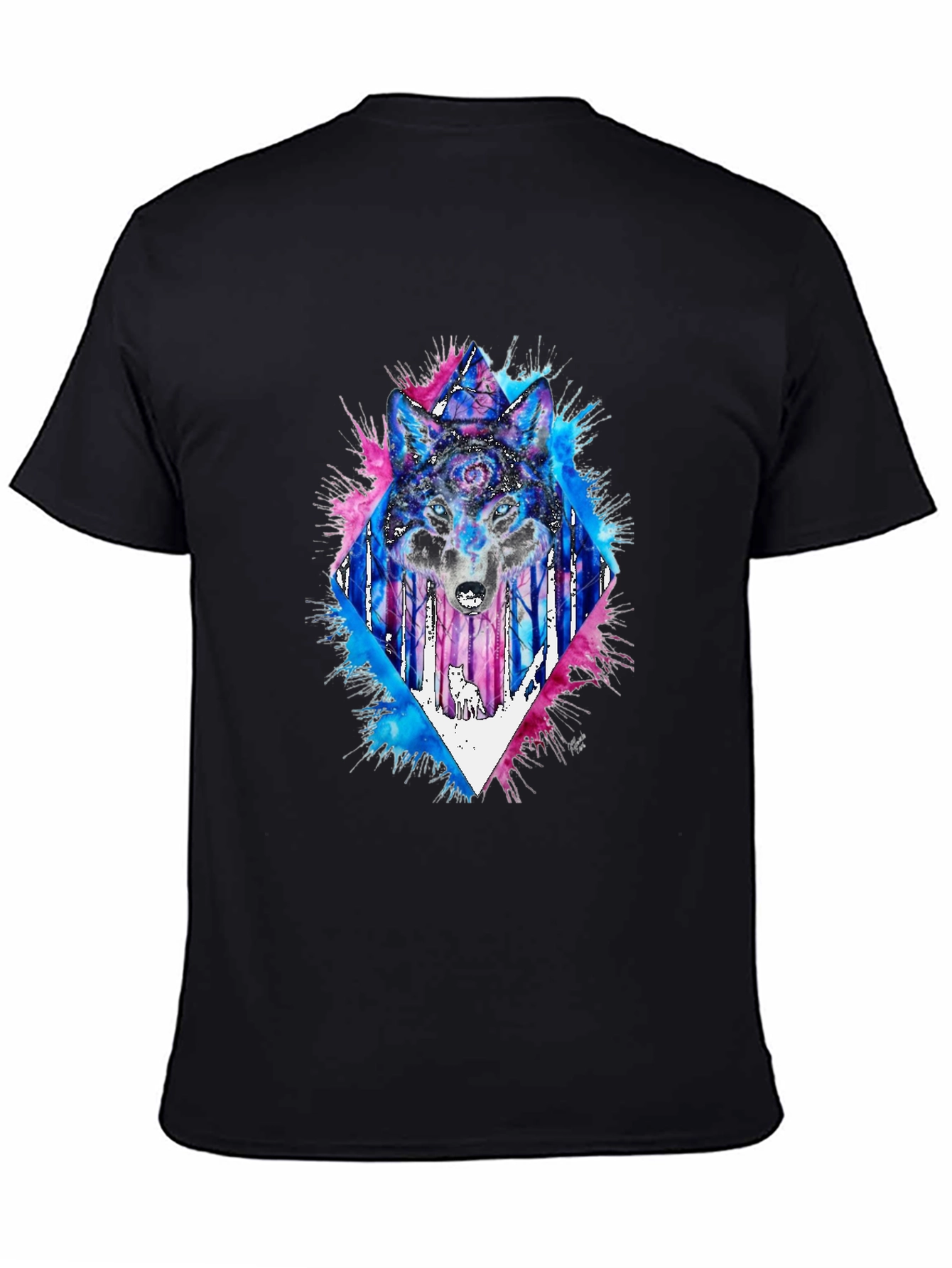 Black Mystic Wolf Graphic Tee - Black Cotton Blend view 4
