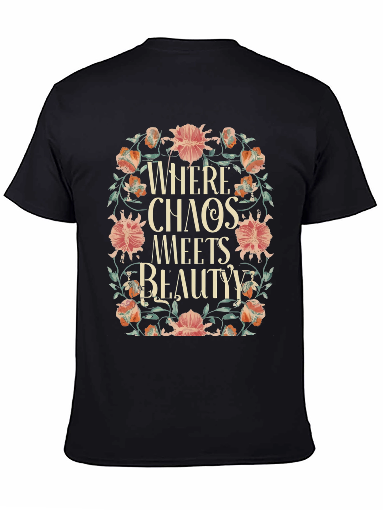 Black Floral Chaos Meets Beauty Graphic Tee view 4