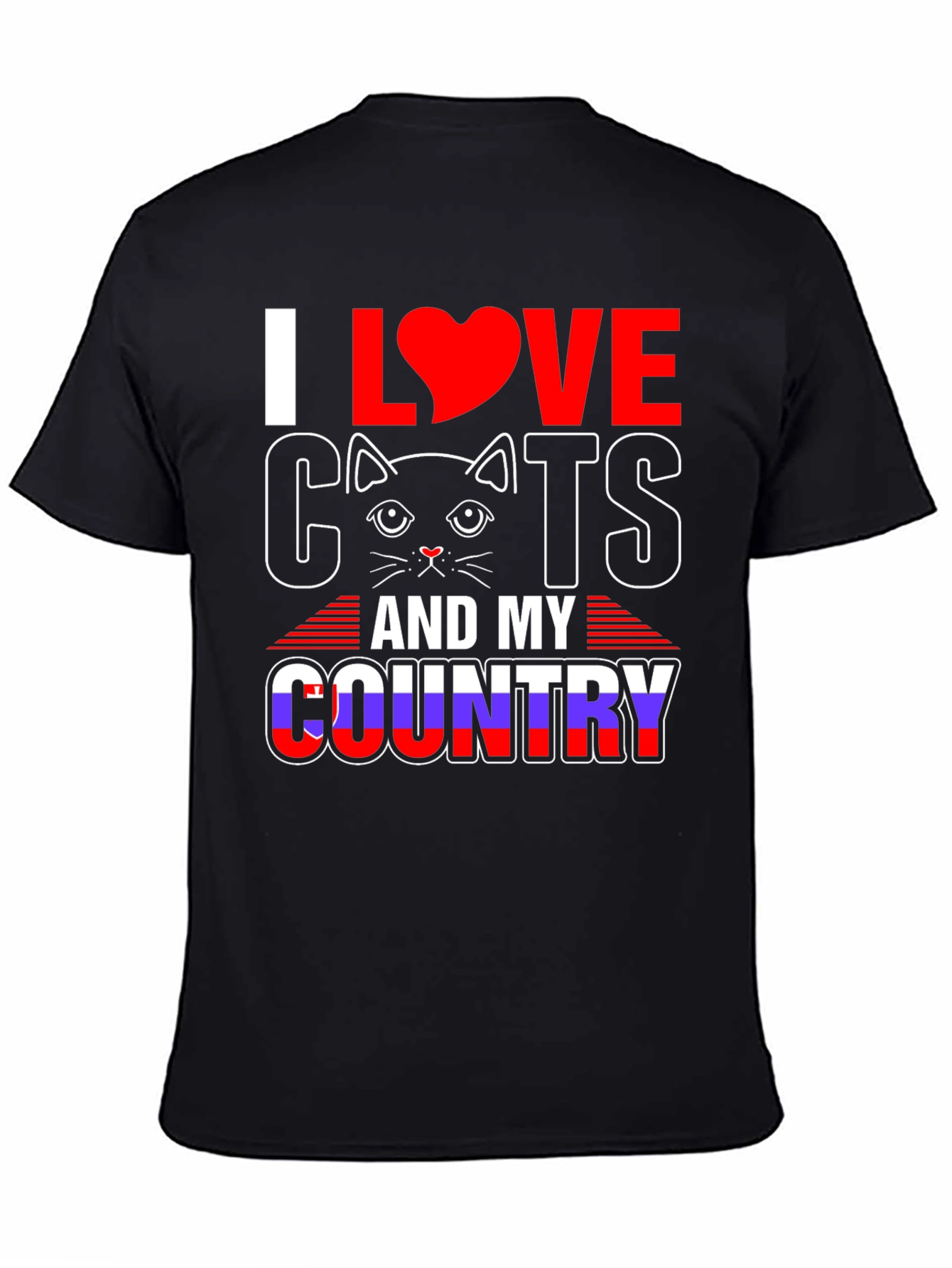 Black I Love Cats and My Country Graphic Tee view 4