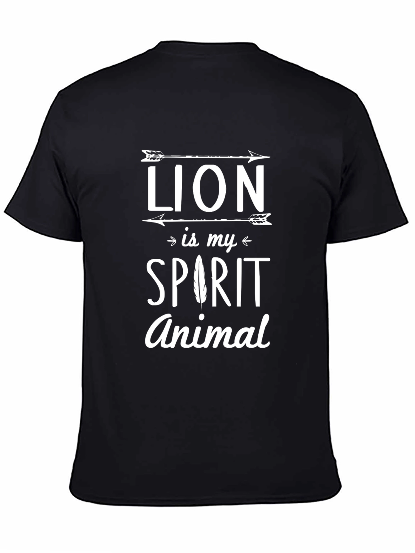 Black Lion Spirit Animal Graphic Tee - Black Cotton T-Shirt view 4