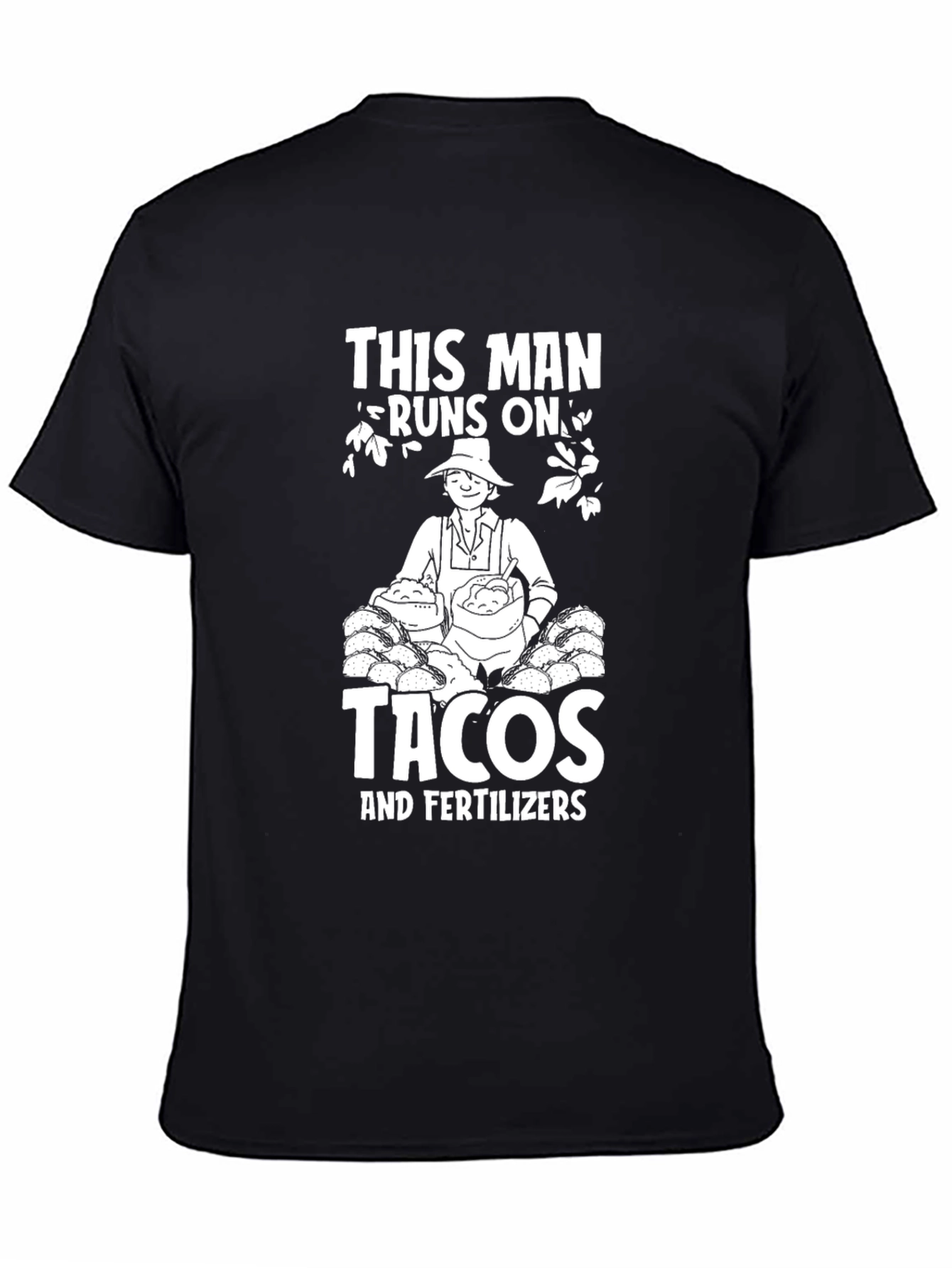 Black Funny "Tacos & Fertilizer" Graphic Tee view 4