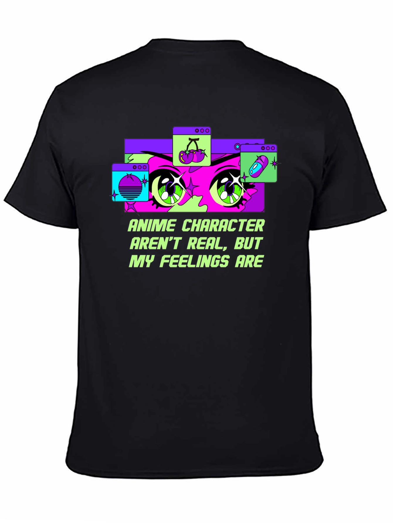 Black Anime Feelings Graphic Tee view 4