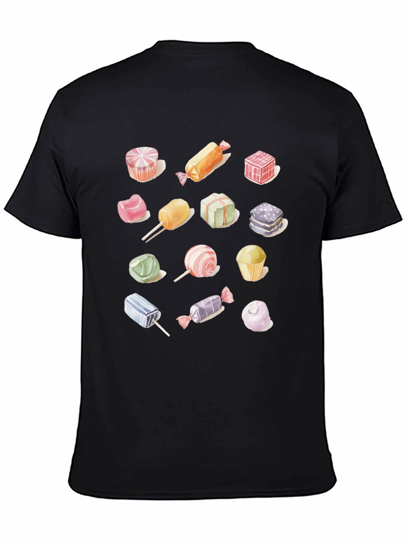 Black Sweet Treats T-Shirt: Candy Collection Design view 4