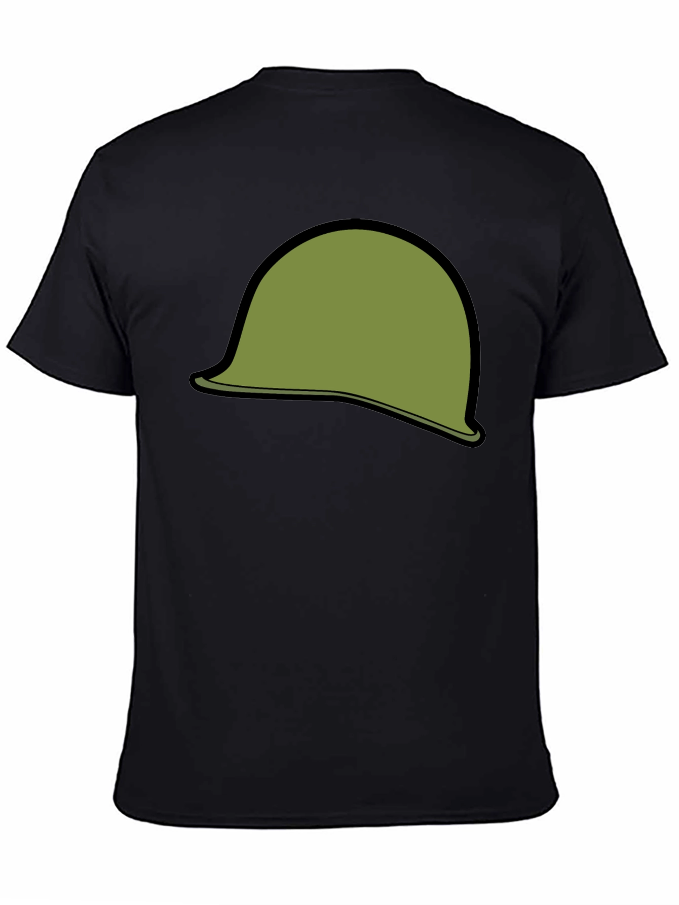 Black Retro Military Helmet Graphic Tee - Black Cotton Blend view 4
