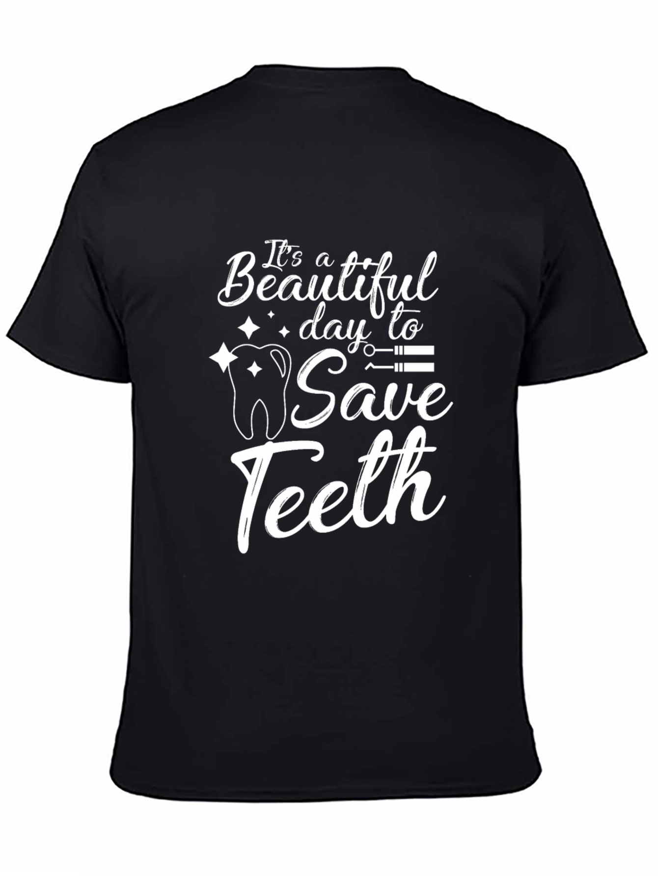 Black Funny Dentist T-Shirt - Save Teeth Tee view 4