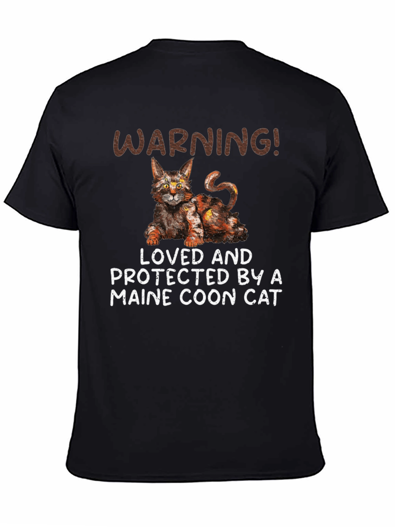 Black Maine Coon Cat T-Shirt - Warning! Loved and Protected view 4