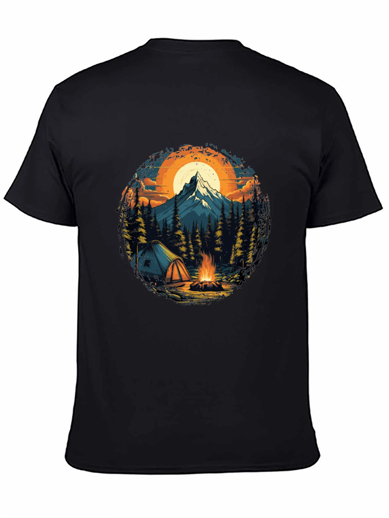 Black Outdoor Adventure T-Shirt: Camping & Mountain Design view 4