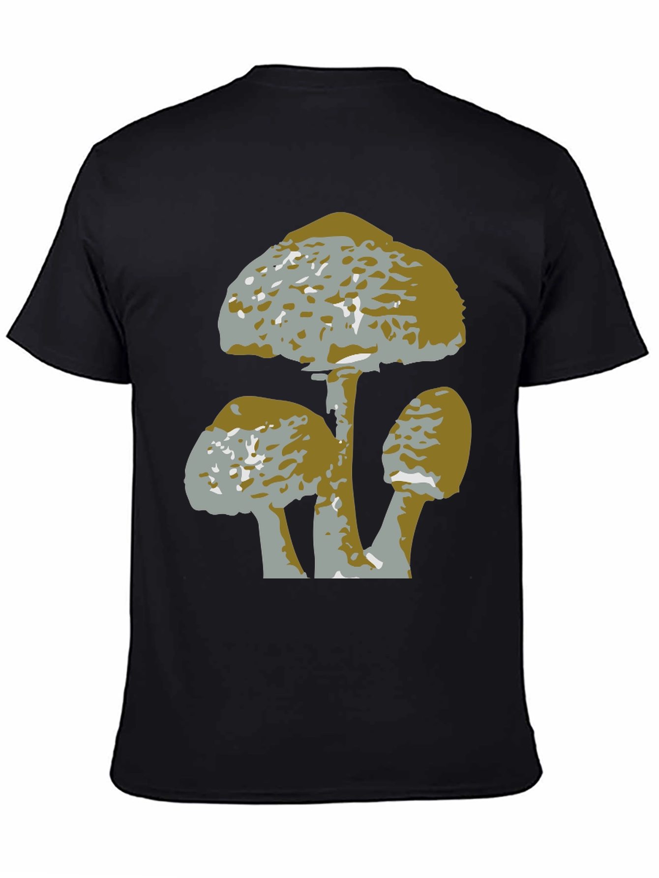 Black Mushroom Graphic Tee - Black Cotton T-Shirt view 4