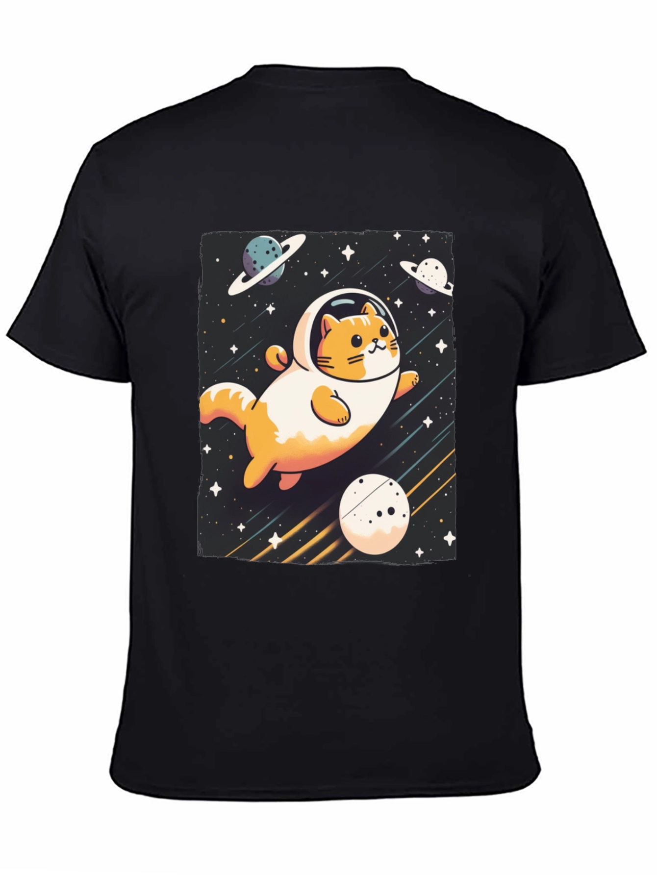 Black Space Cat T-Shirt - Galaxy Adventure Tee view 4