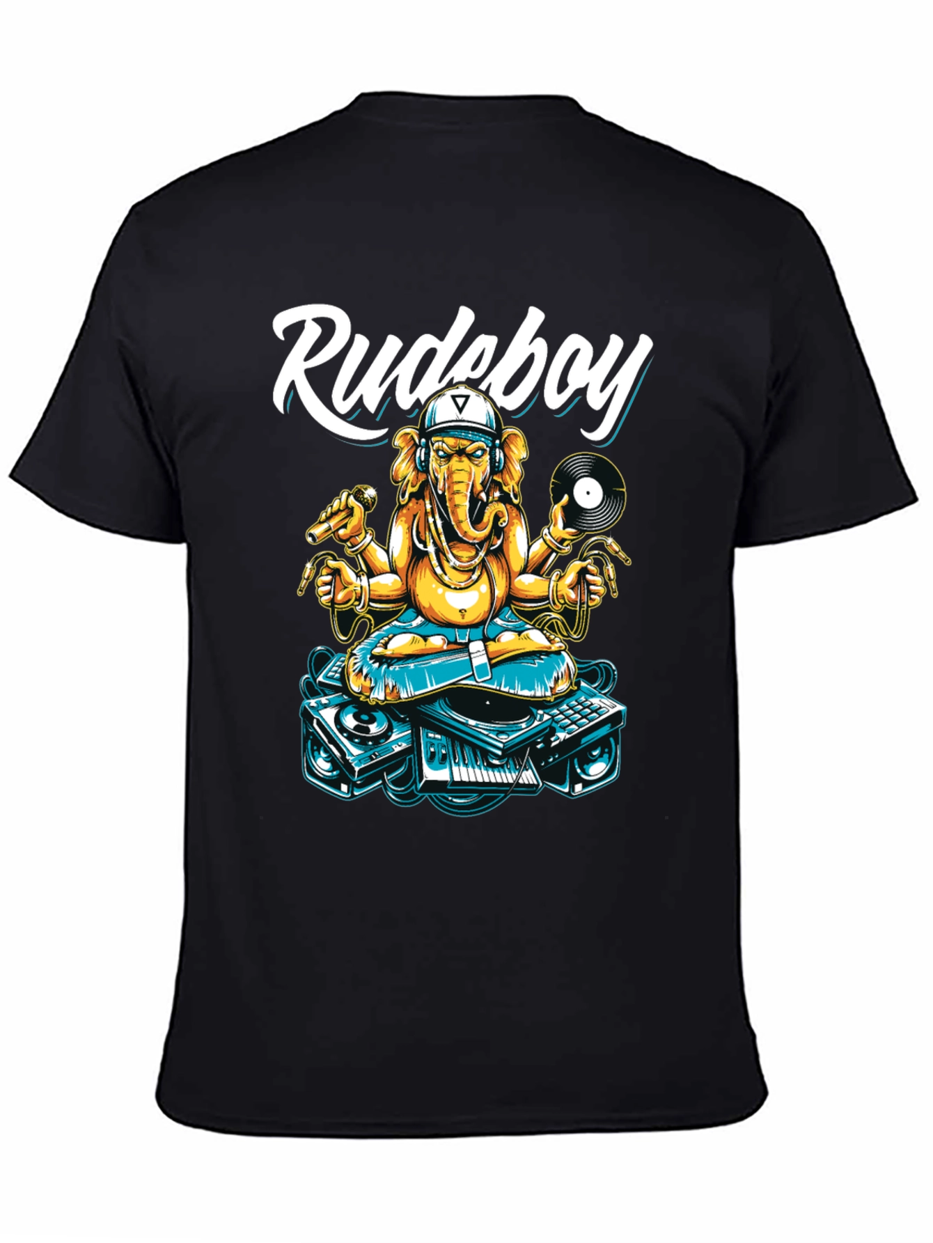 Black Rudeboy Ganesha Graphic T-Shirt view 4