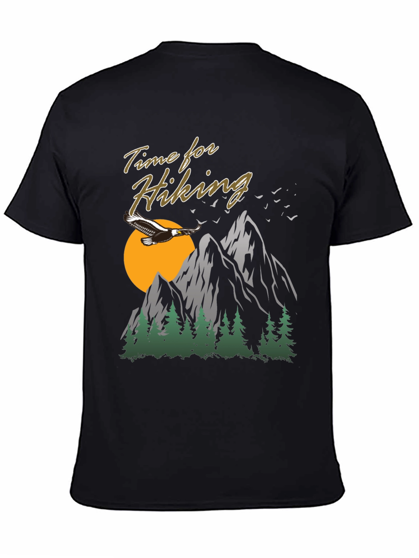 Black Time For Hiking Graphic Tee | Outdoor Adventure Shirt view 4
