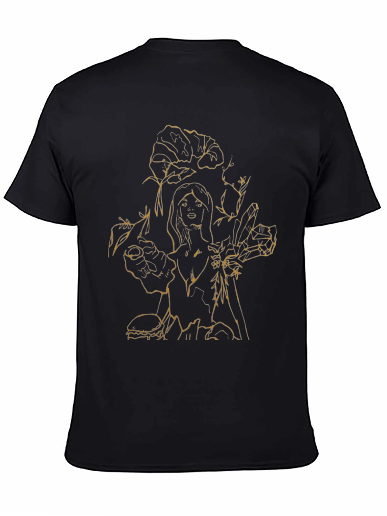 Black Floral & Woman Graphic Tee - Black view 4