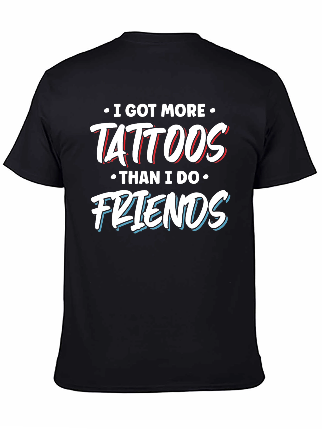 Black Tattoos Over Friends Graphic Tee - Black T-Shirt view 4