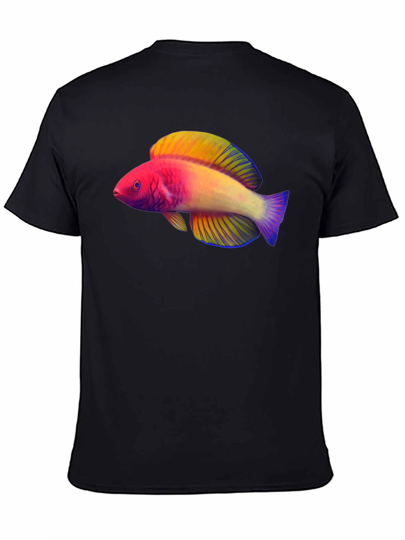 Black Colorful Fish Graphic T-Shirt view 4