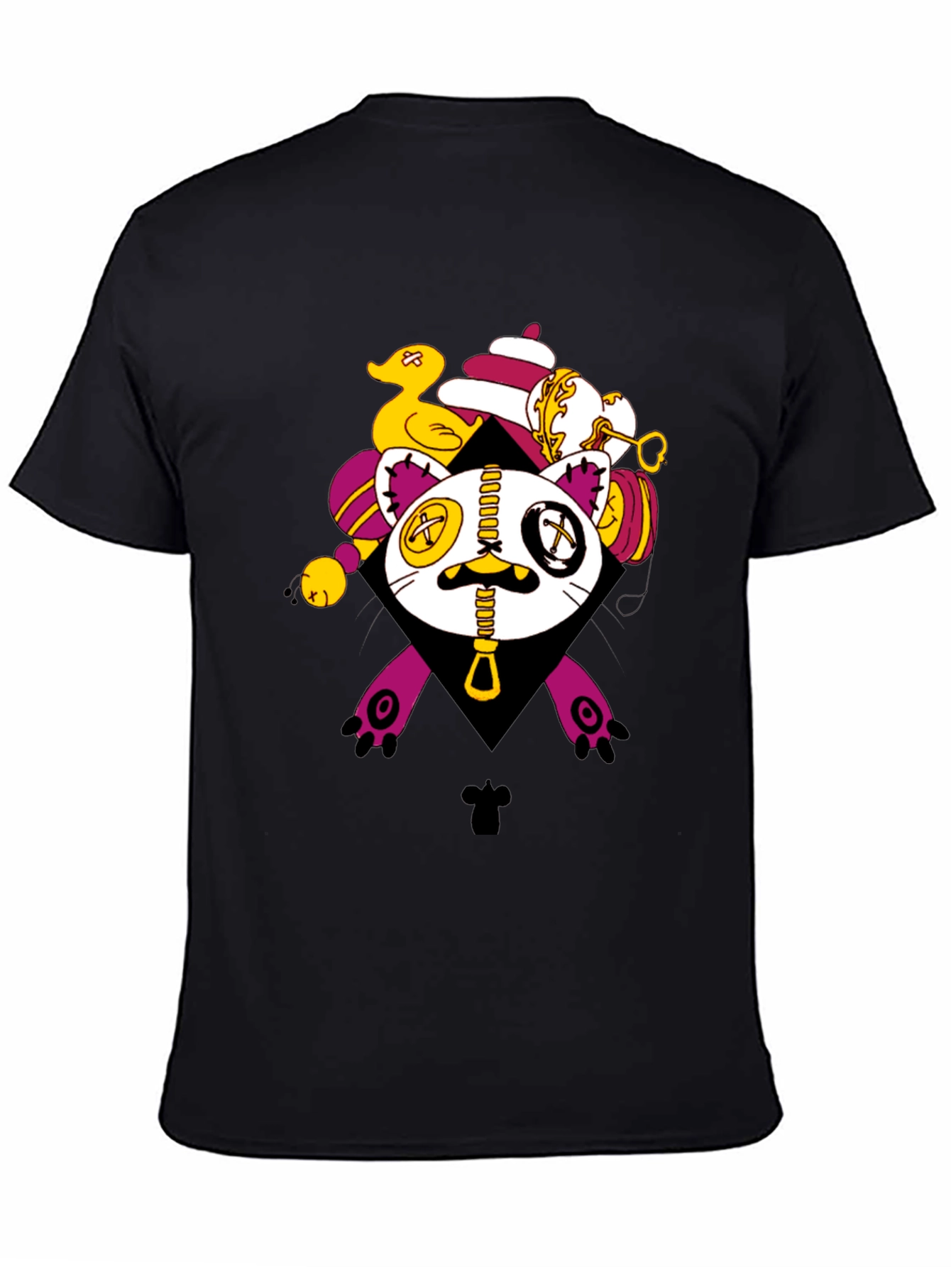 Black Novelty Cat T-Shirt - Unique Cartoon Design view 4