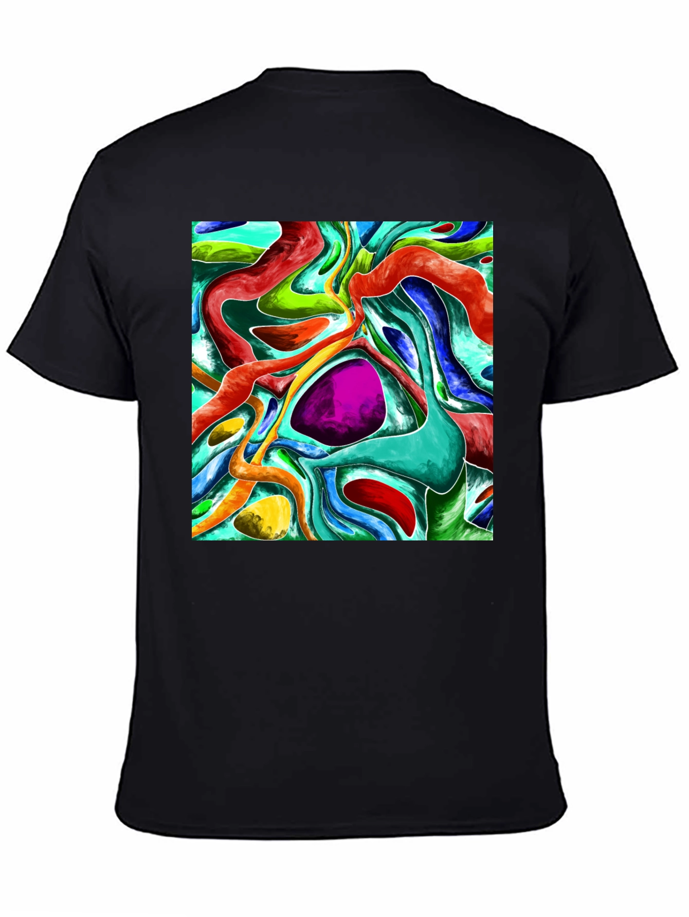 Black Abstract Fluid Art Graphic Tee - Vivid & Unique Design view 4