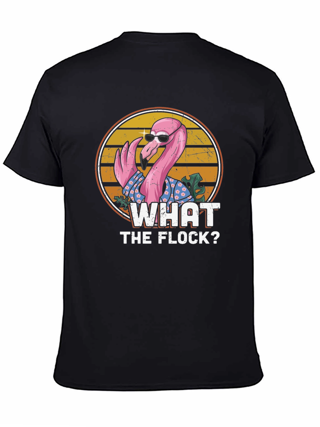 Black What the Flock Flamingo Graphic T-Shirt view 4