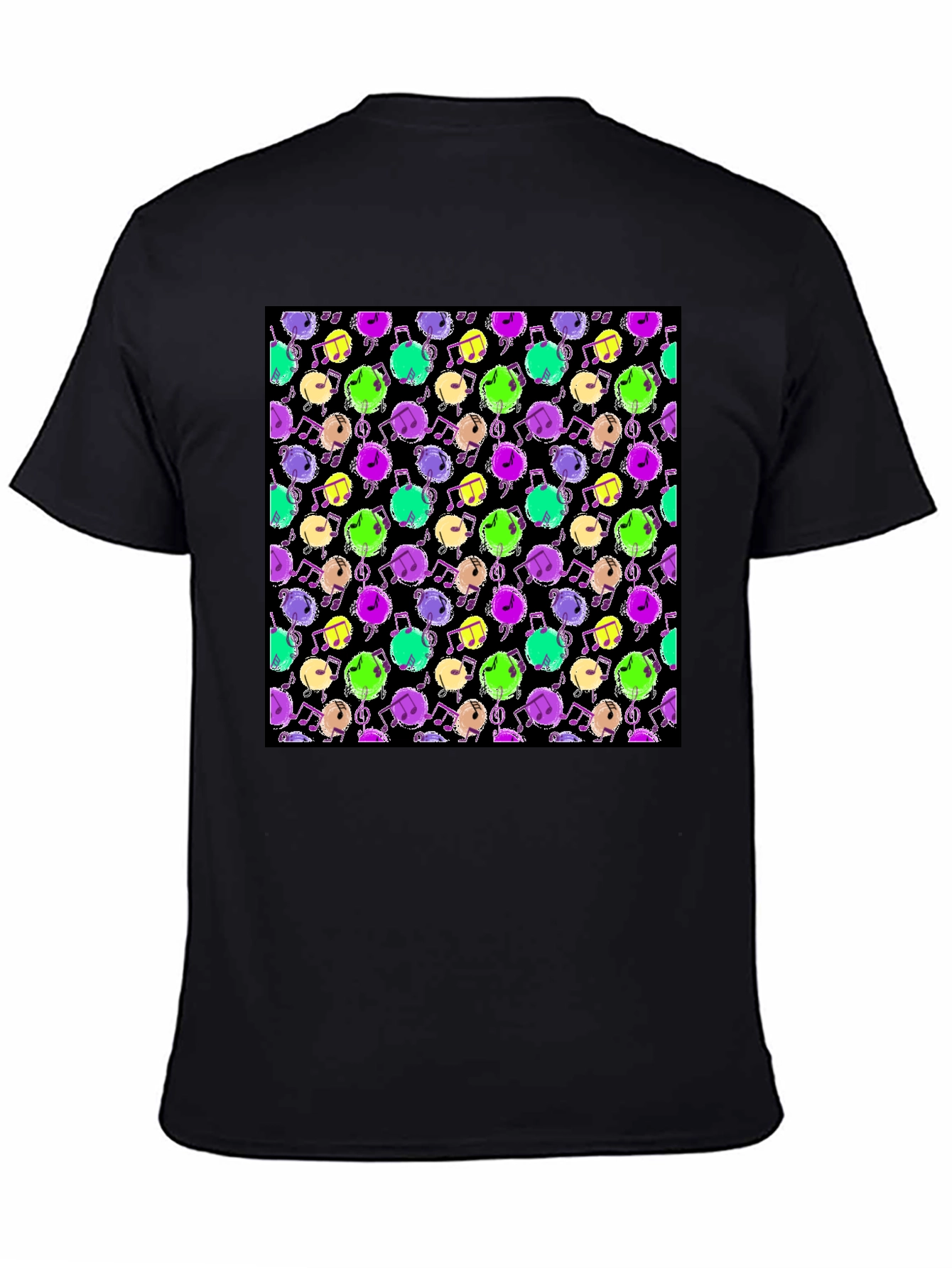 Black Music Notes Pattern Tee view 4