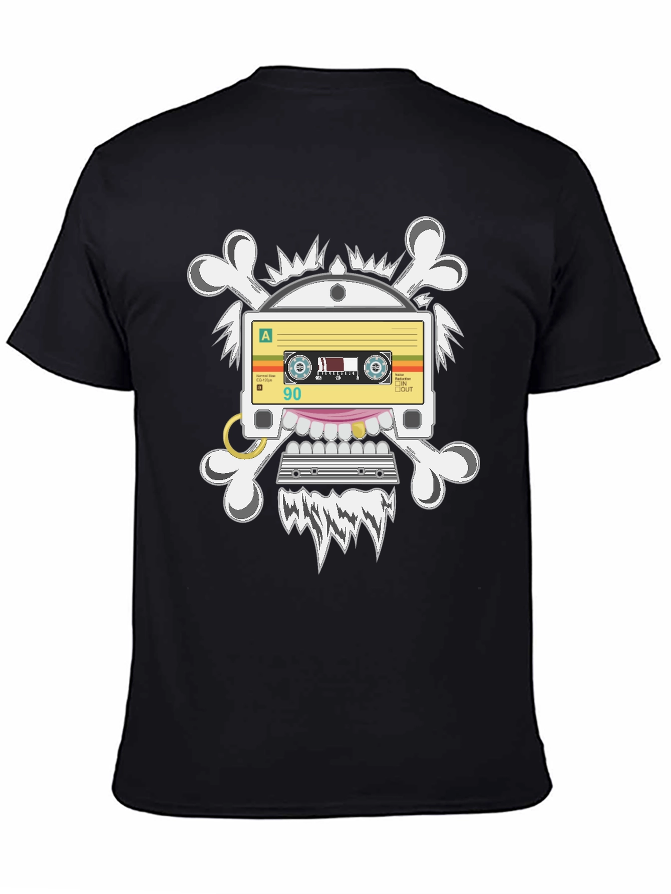 Black Cassette Tape Skull Graphic T-Shirt view 4