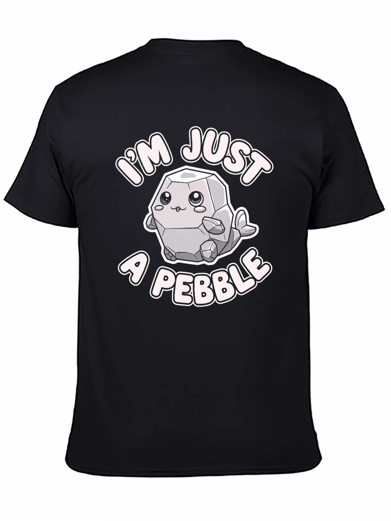 Black Cute "I'm Just a Pebble" Graphic Tee view 4