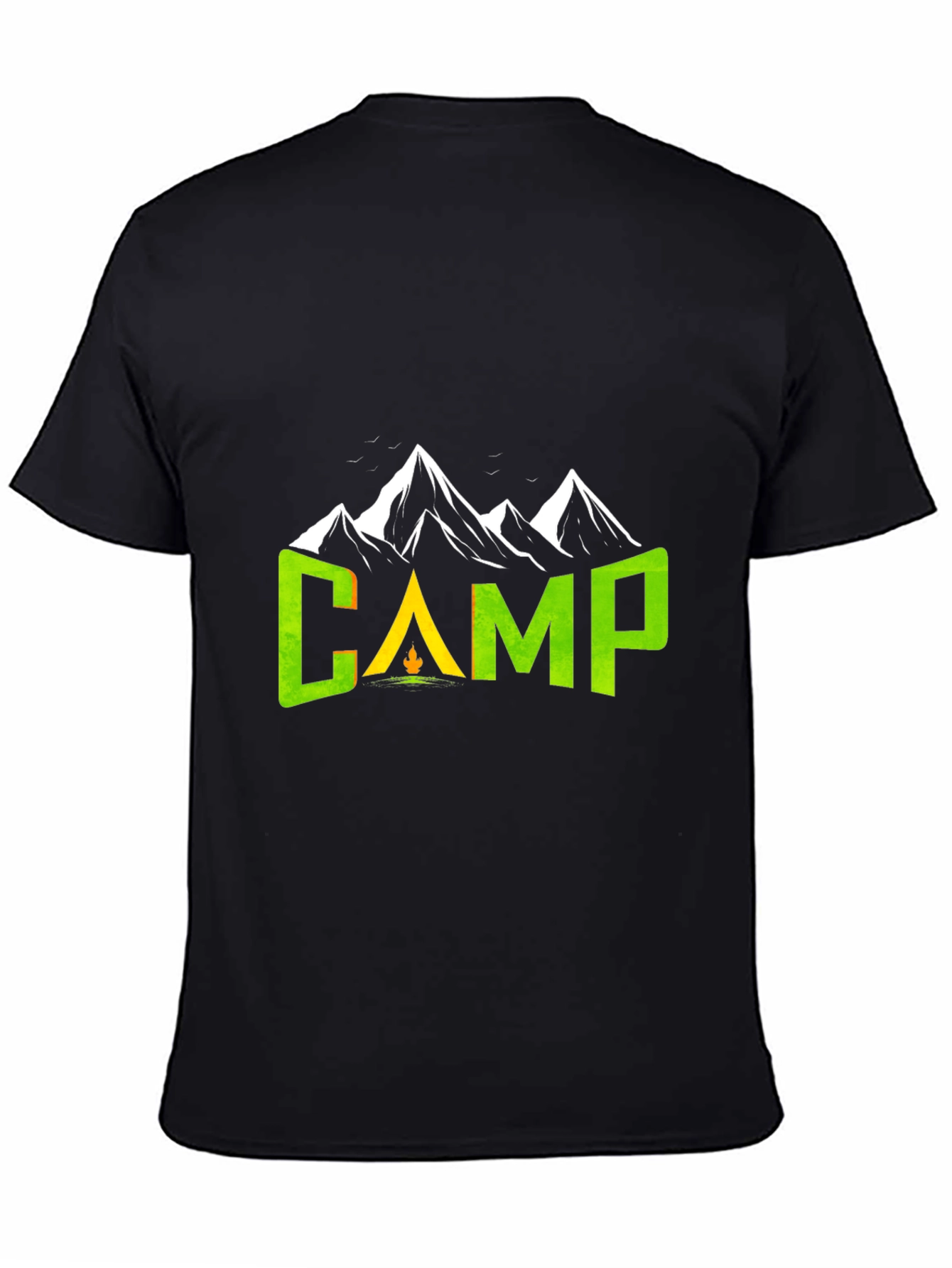 Black Camping Adventure T-Shirt - Mountain Design view 4