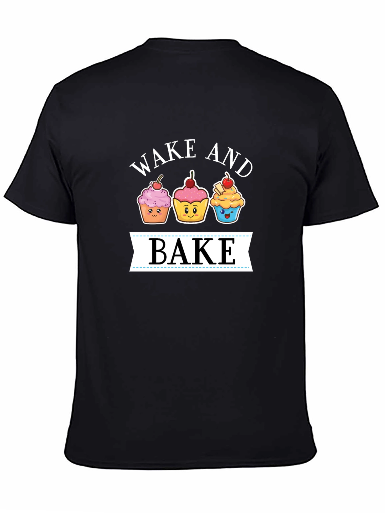 Black Wake and Bake Cupcake T-Shirt - Fun Foodie Tee view 4