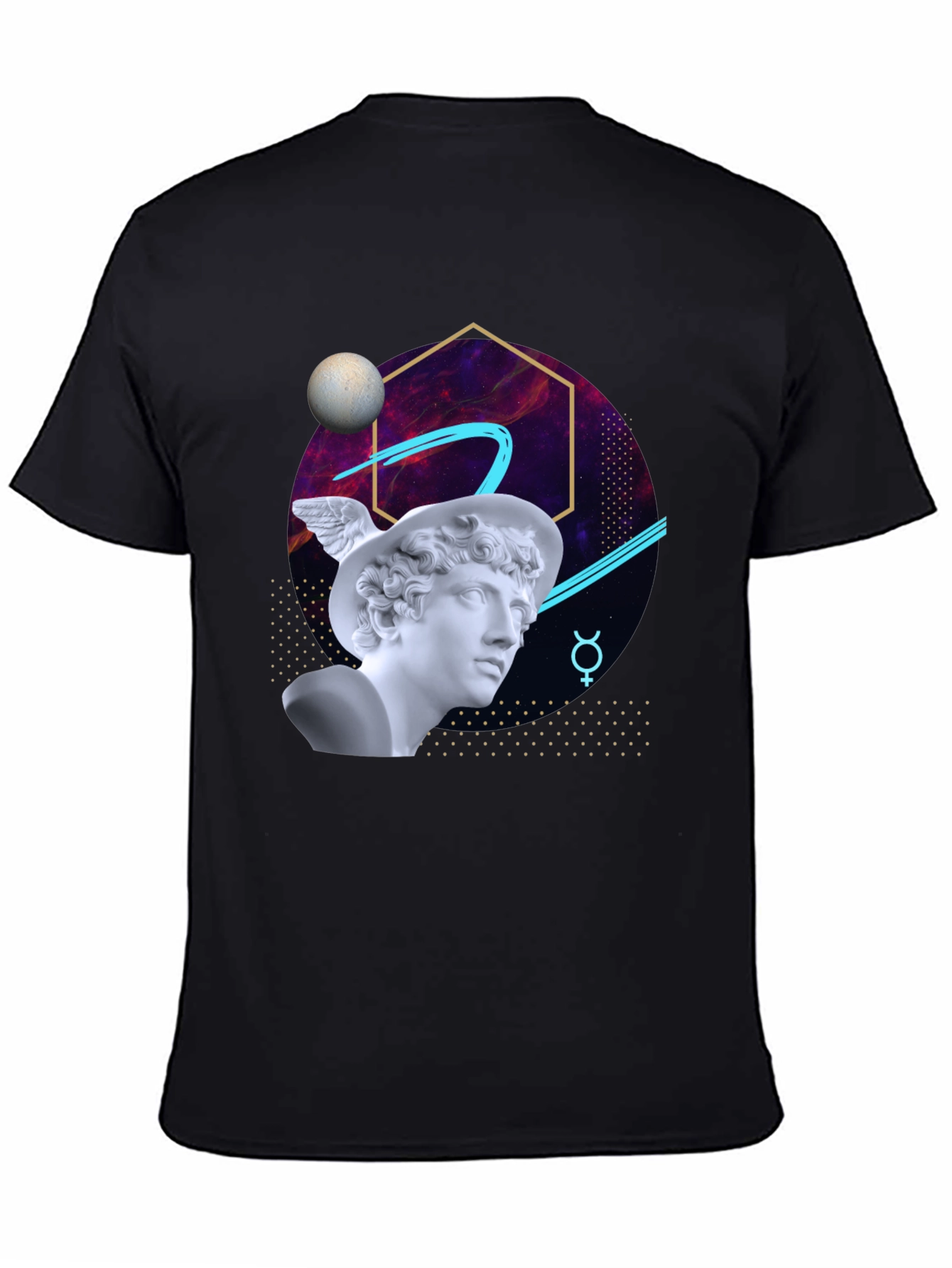 Black Mercury Bust Graphic Tee - Retro Aesthetic view 4