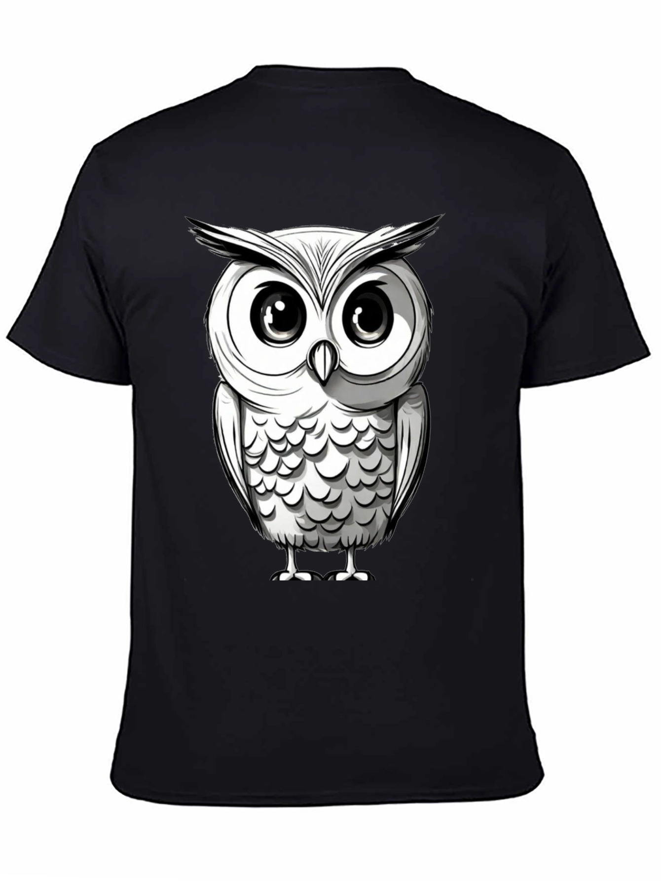 Black Owl Graphic Print Men's Black T-Shirt view 4