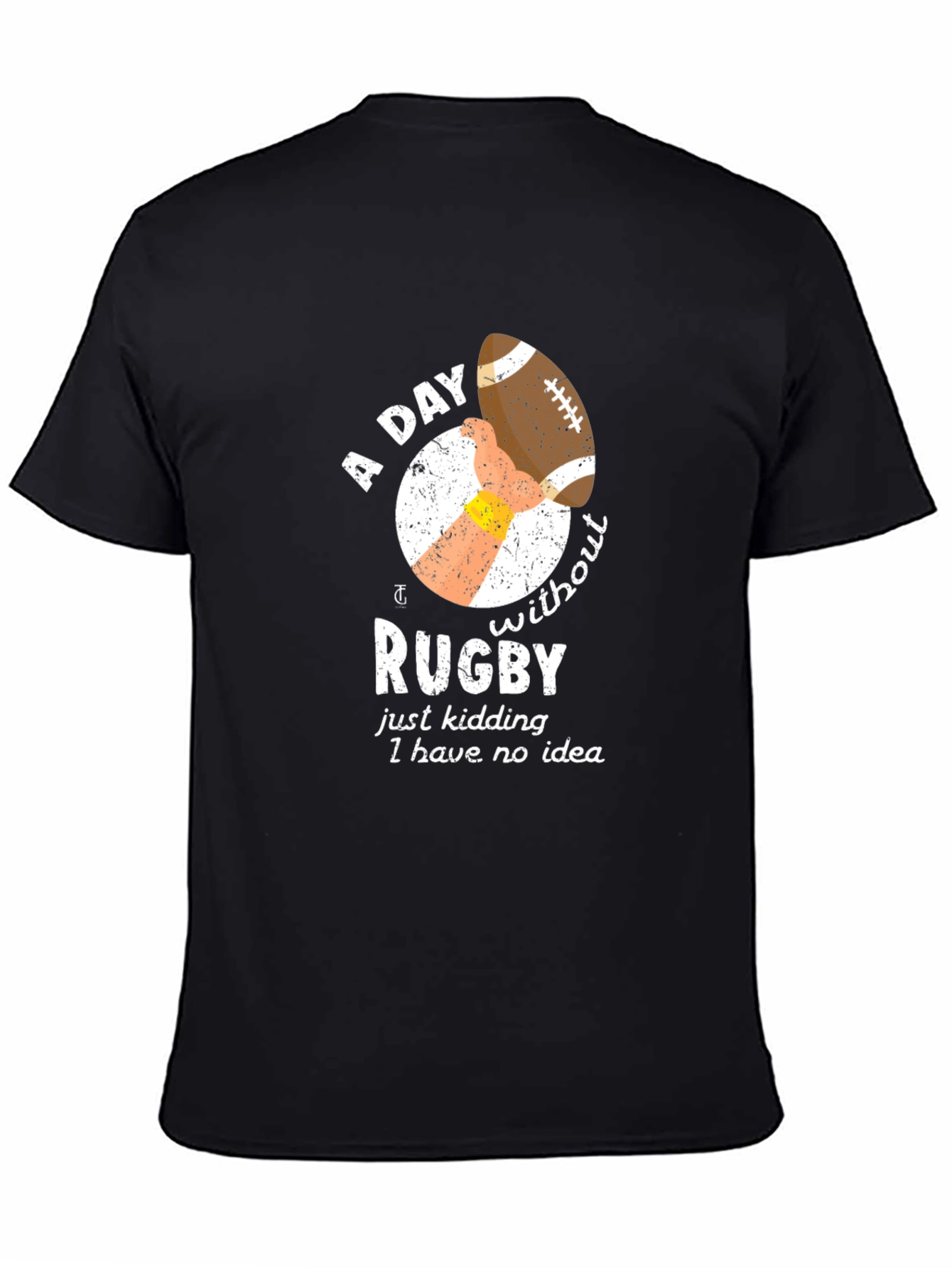 Black Funny Rugby Graphic T-Shirt - A Day Without Rugby Tee view 4