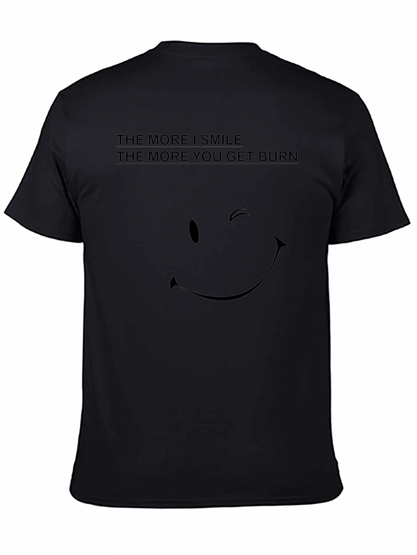 Black Humorous Wink Smile T-Shirt view 4