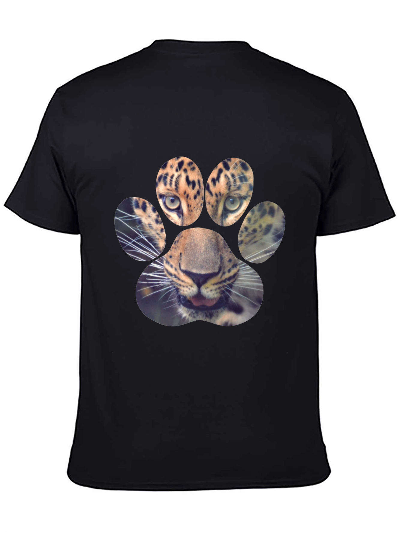 Black Leopard Paw Print Graphic Tee view 4