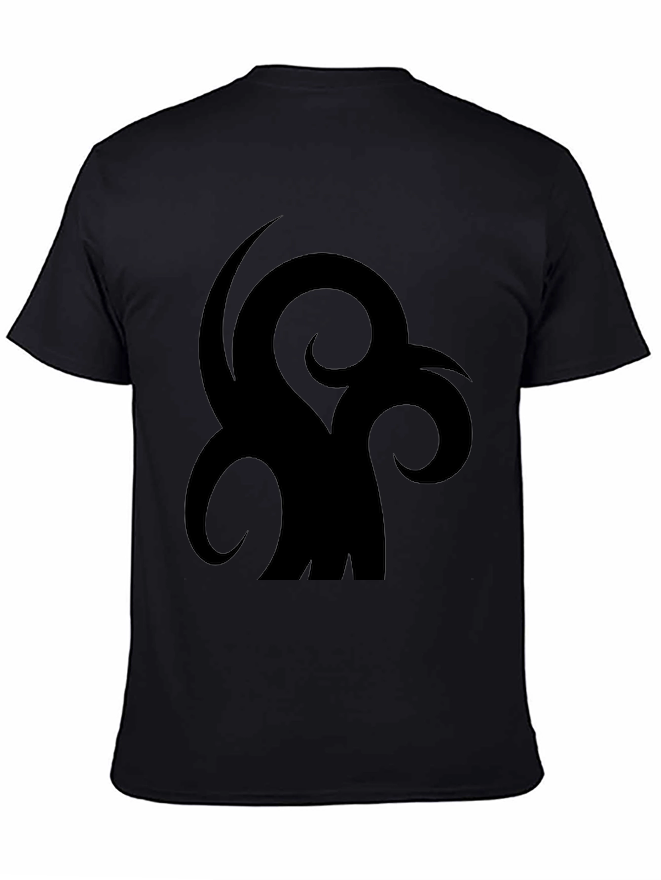 Black Men's Black T-Shirt with Abstract Graphic Design view 4