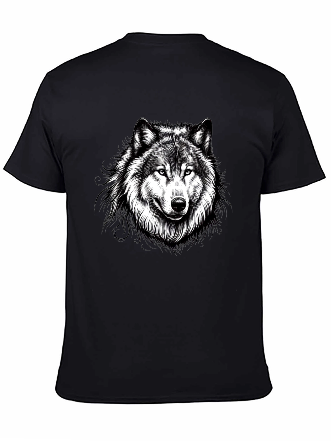 Black Black Wolf Graphic Print Men's T-Shirt view 4
