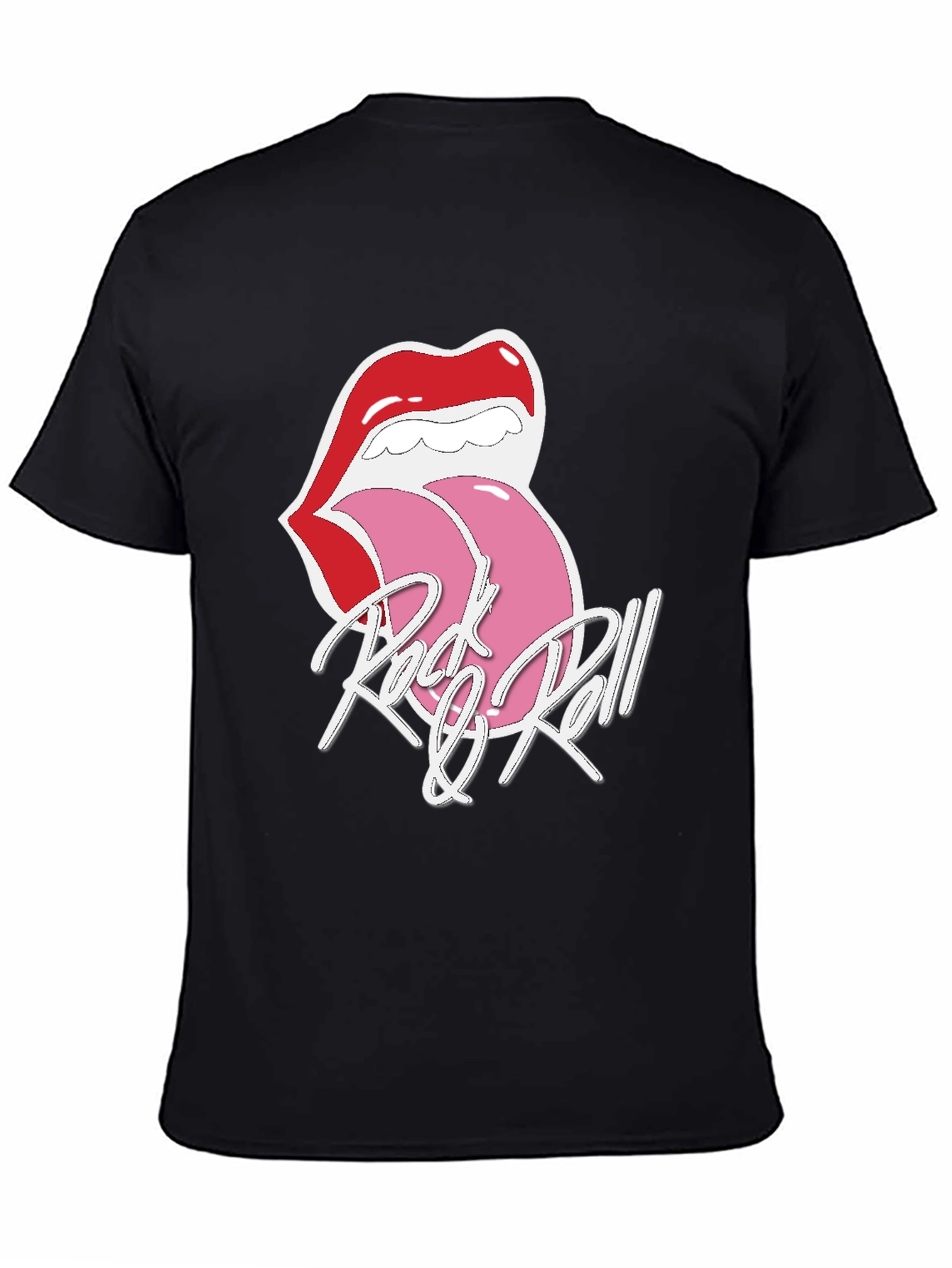 Black Rock & Roll Lips Graphic T-Shirt view 4