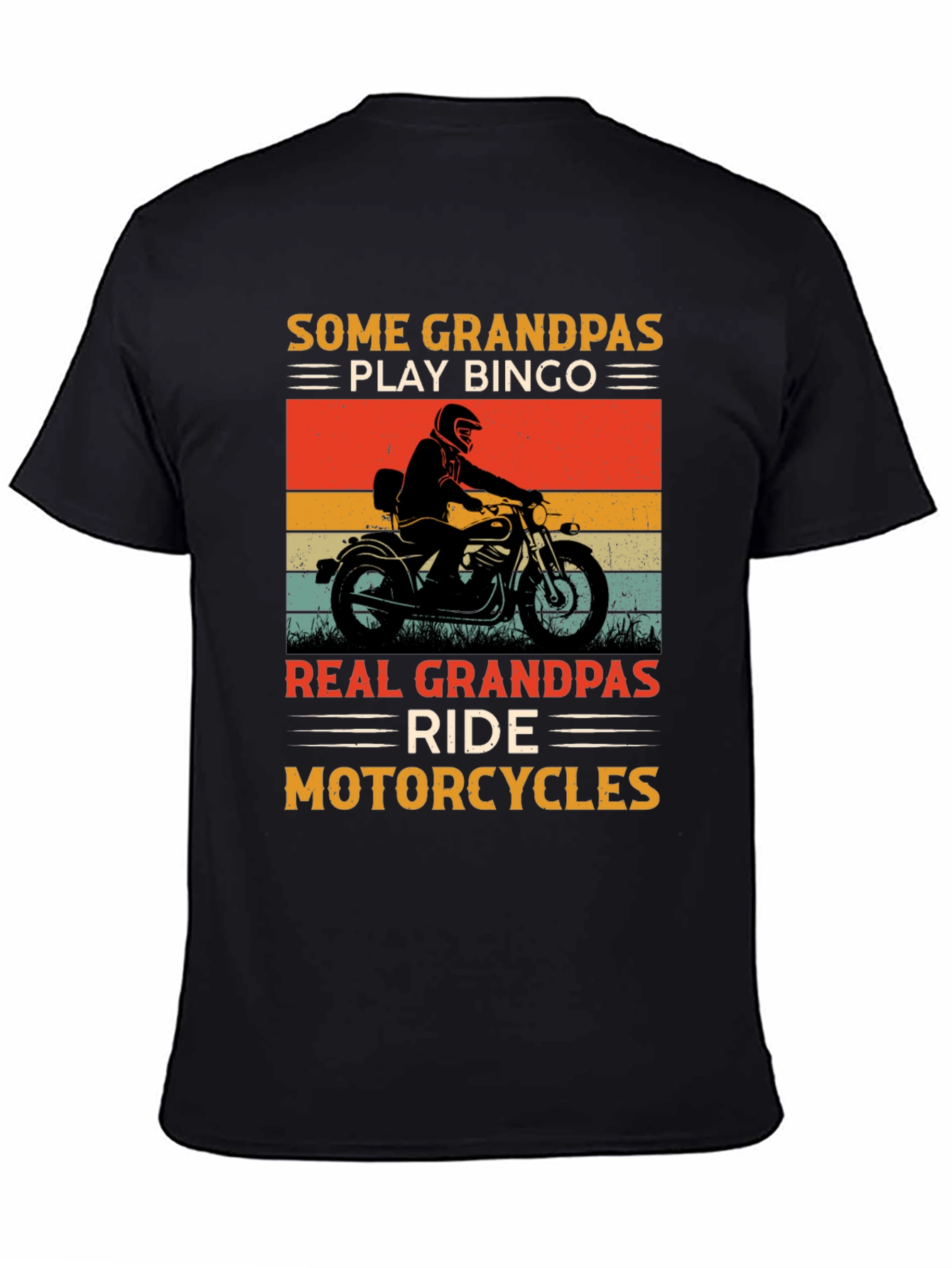 Black Grandpa Motorcycle T-Shirt view 4