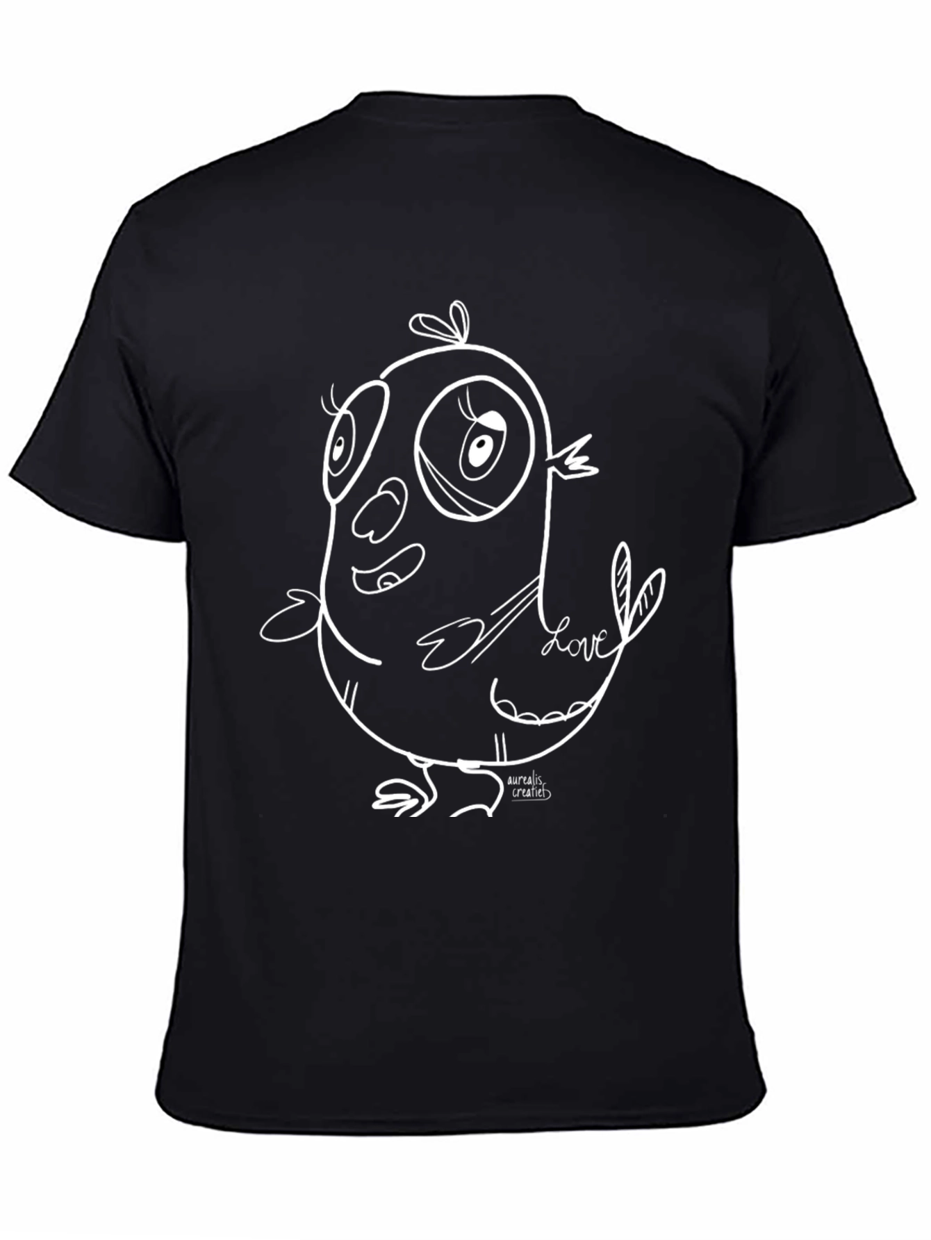 Black Cartoon Bird Graphic Tee - Black T-Shirt view 4