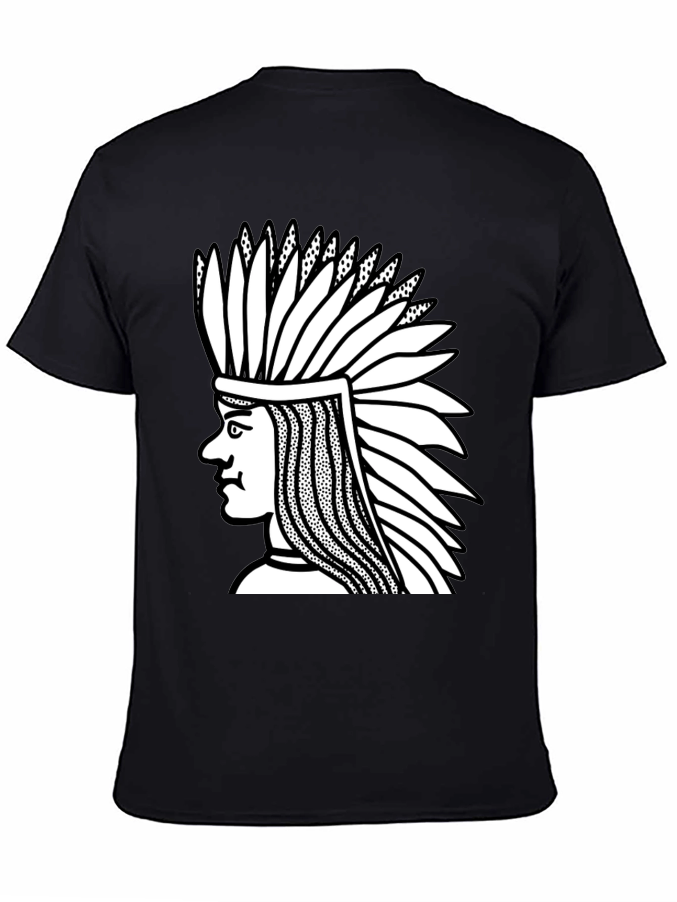 Black Native American Chief Graphic Black T-Shirt view 4